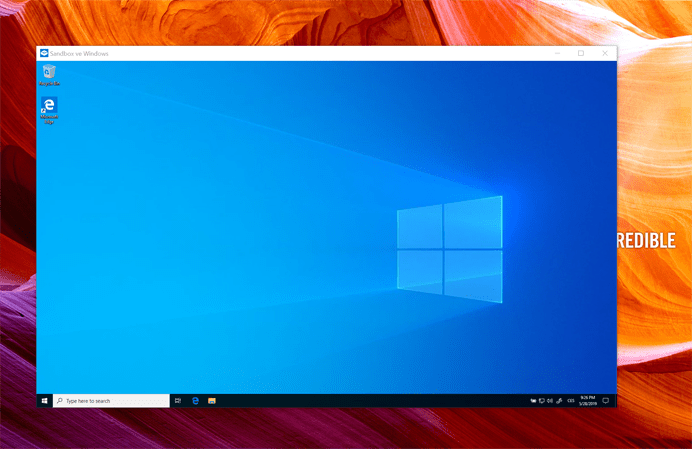 Na obrázku je snímek obrazovky s oknem Windows Sandbox.