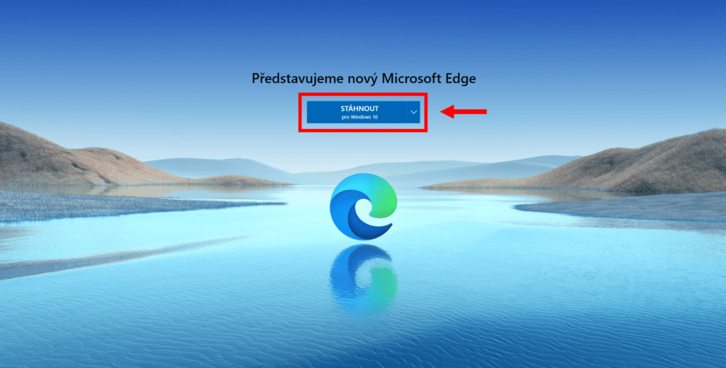 Na obrázku je snímek obrazovky webu, odkud lze stáhnout prohlížeč Microsoft Edge.