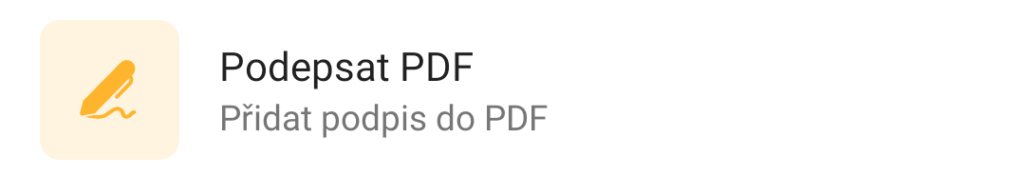 Na obrázku je náhled tlačítka Podepsat PDF v aplikaci Office.