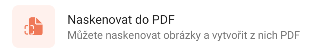 Na obrázku je náhled tlačítka Naskenovat PDF v aplikaci Office.