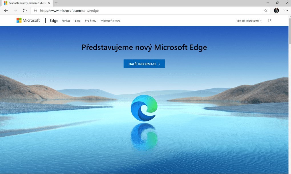 Na obrázku je snímek oficiálního webu prohlížeče Microsoft Edge.