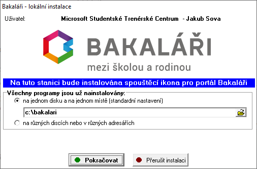 Bližší specifikace umístění systému Bakaláři na síťové jednotce