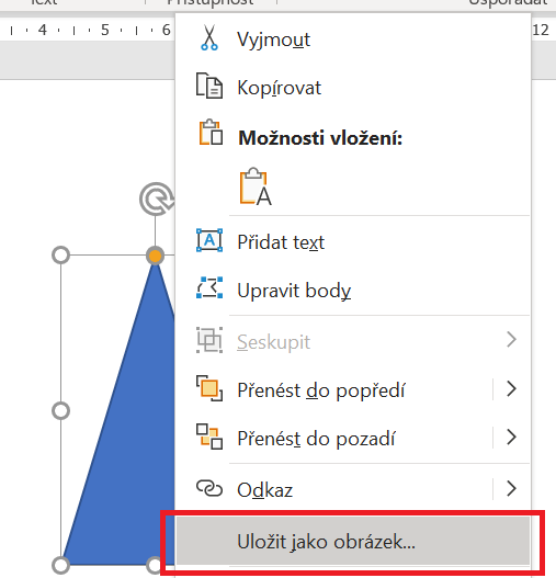 Na obrázku je možnost Uložit jako obrázek... v aplikaci PowerPoint.