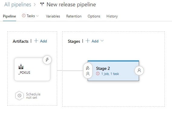 Základní menu projektu sekce Releases v portálu Azure DevOps