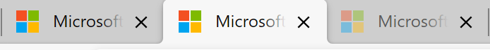 Na obrázku jsou tři karty, z nichž jedna je uspaná, a tedy vybledlá, v prohlížeči Microsoft Edge.