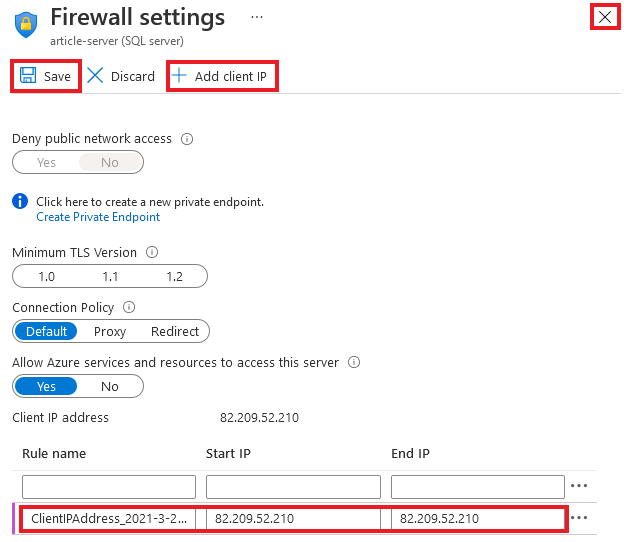 Ukázka přidání pravidla do firewallu pro přistup k databázi.
