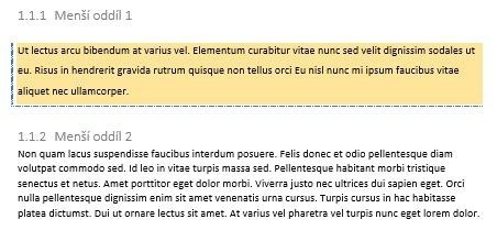 Na snímku je odstavec ve Wordu, který má díky speciálnímu stylu podbarvení i ohraničení.