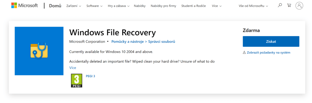 Windows File Recovery v Microsoft Storu