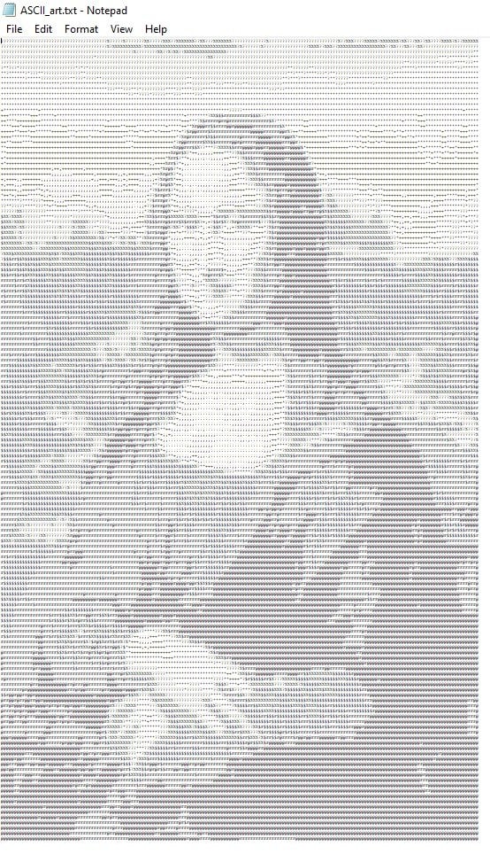 ASCII art známého obrazu Mona Lisa.