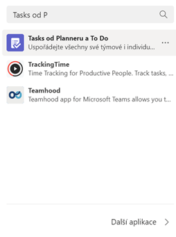 Přídání Tasks v Teams | zdroj: Microsoft Teams