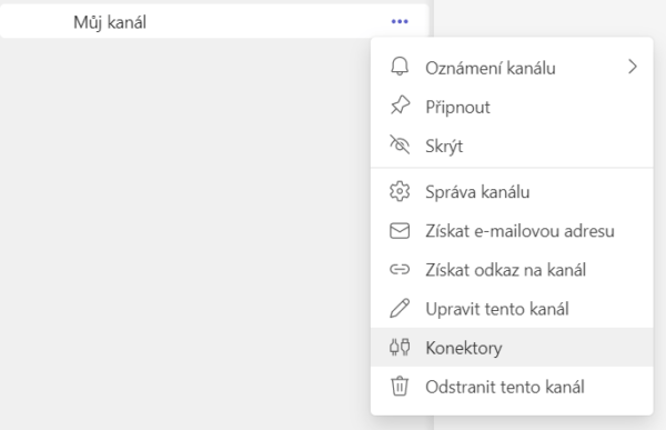 Správa konektorů pro kanál